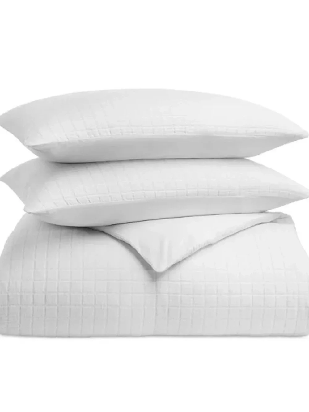 Oake Organic Cotton Check Matelassé 3-Pc. Comforter Set, Full/Queen white